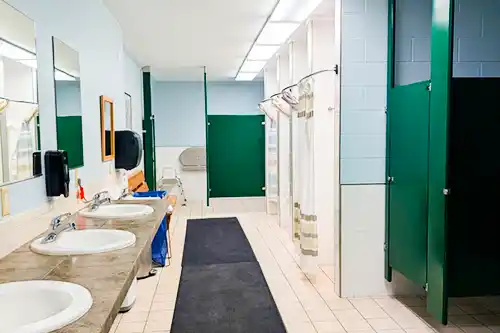 A picture of our bathrooms & showers at Granite Peak RV Resort