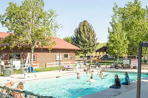 A view of the outdoor pool
